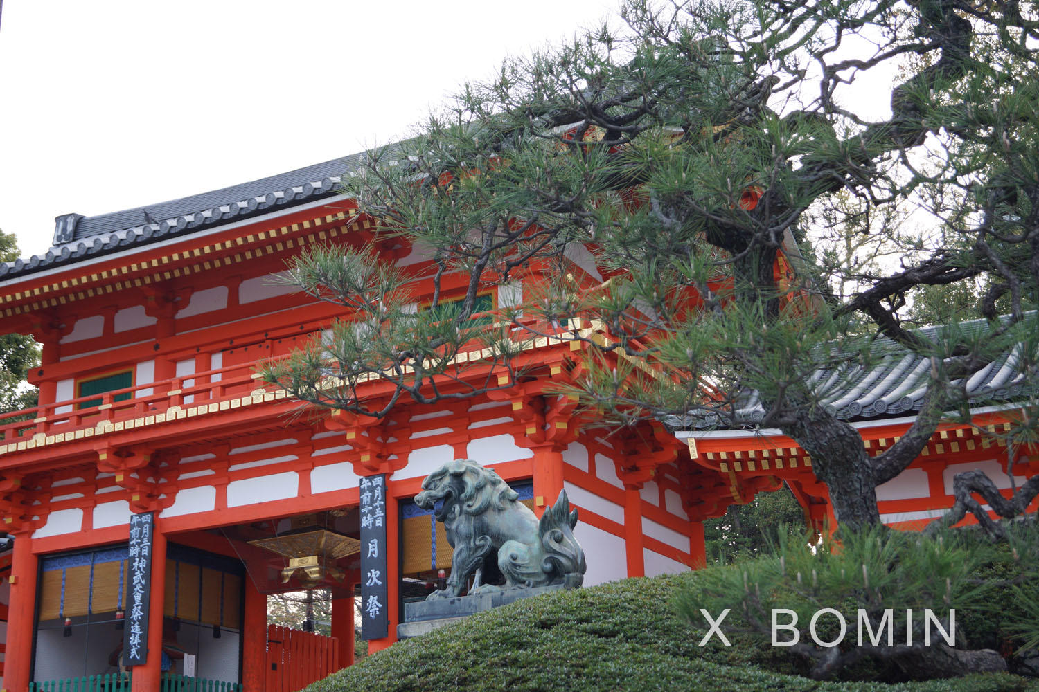 日本神社门手绘