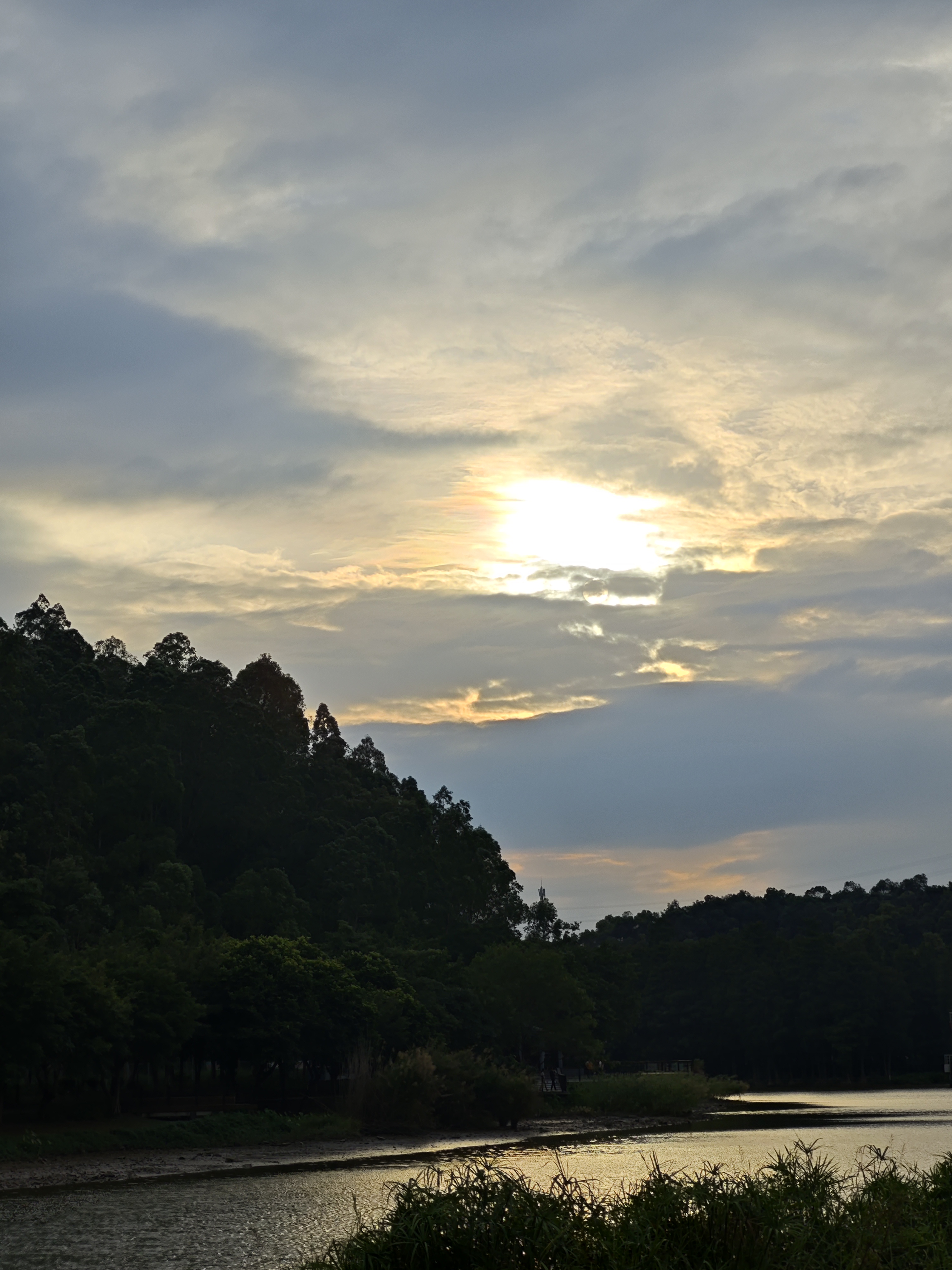 ??河边日落游记傍晚时分,我来到河边,静候日落。夕阳如火球般缓缓下沉,余晖洒满河面,波光粼粼,宛如无数金片跳跃。天边