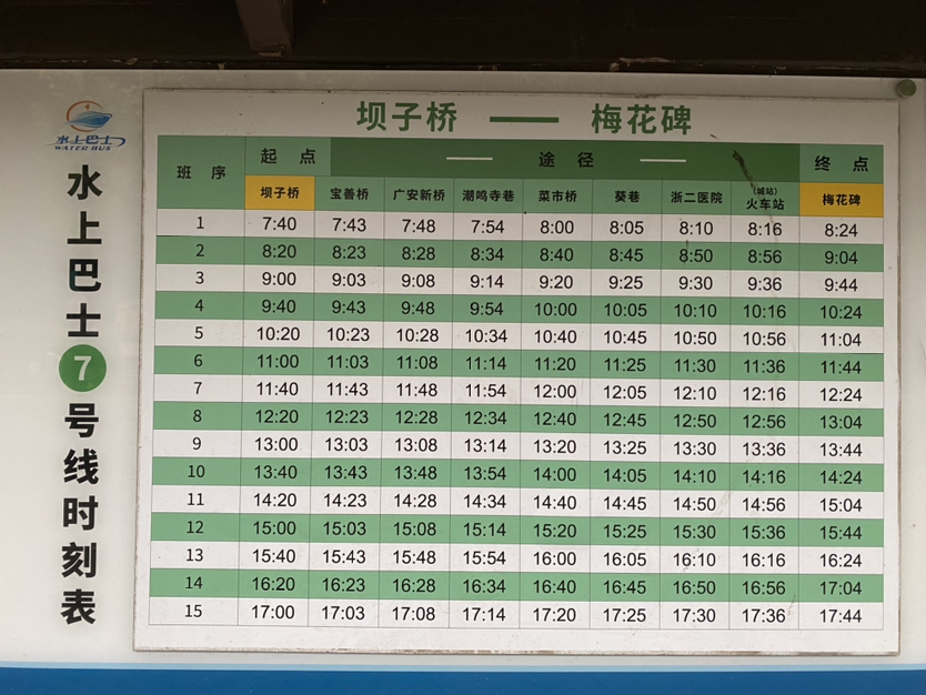 杭州7号水上巴士游。
