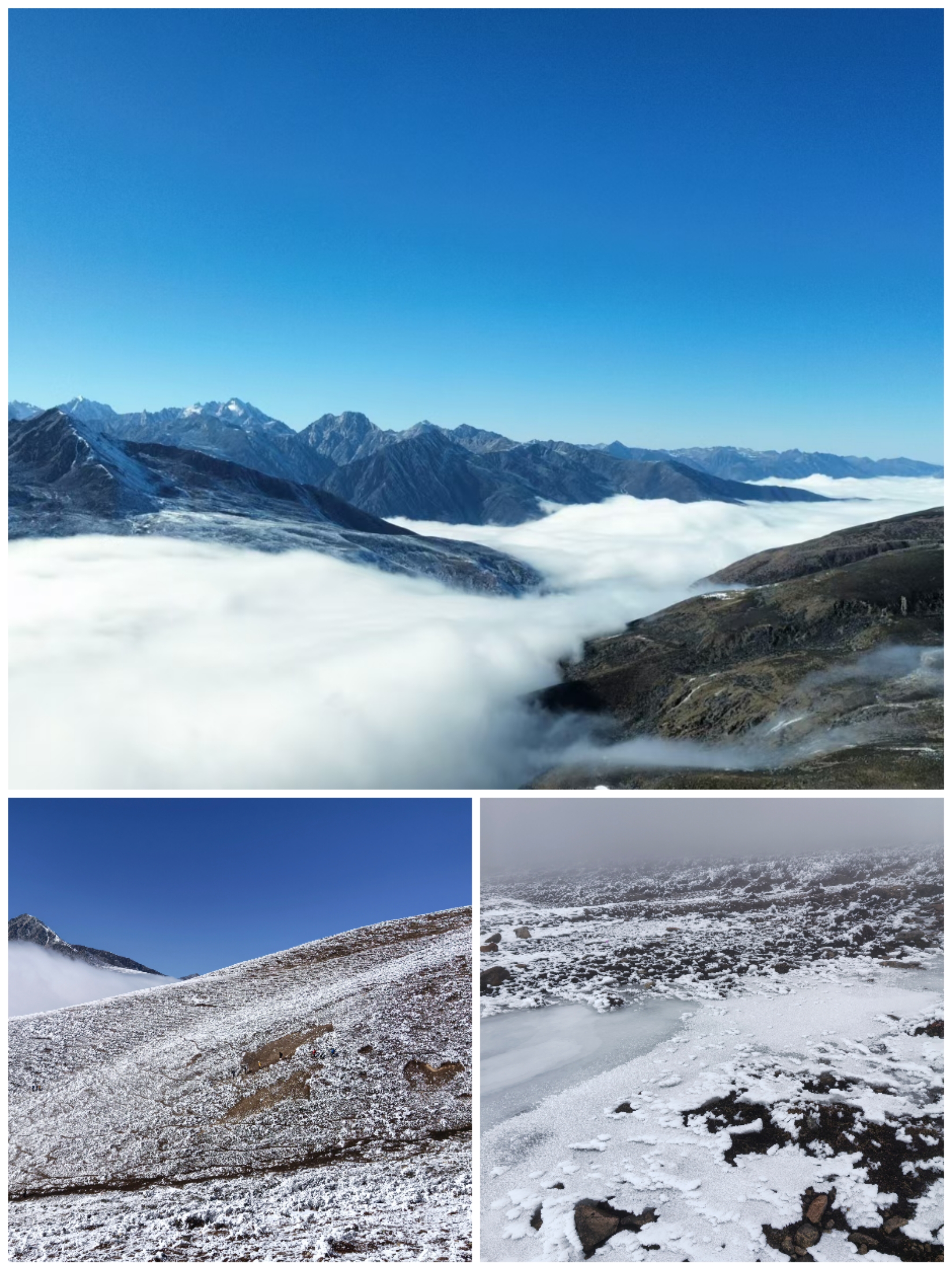 野马海子雪山巍峨耸立，圣洁的银辉洒落。海子如大地之眸，澄澈湛蓝，倒映着雪山的壮观秀丽。山与海相依，共绘出世间至美的高原画卷。