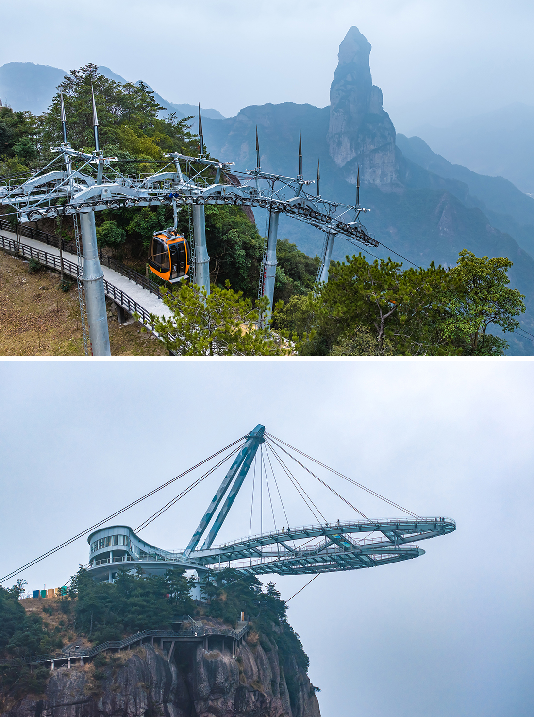 緩步登上南天頂,走上探向深淵的全透明玻璃觀景臺,360度無死角的視野