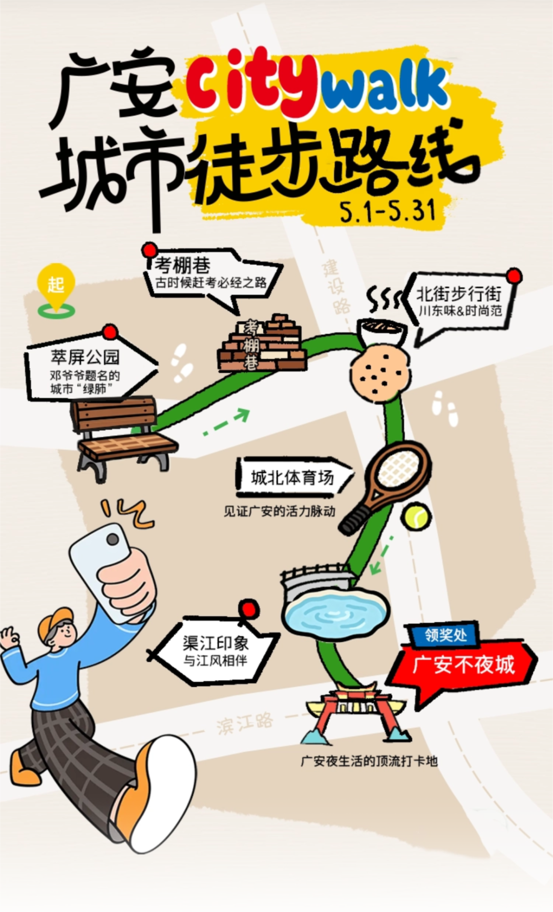 「广安Citywalk」徒步线路出炉！限定文创奖牌等你拿！,广安旅游游记|旅游网社区