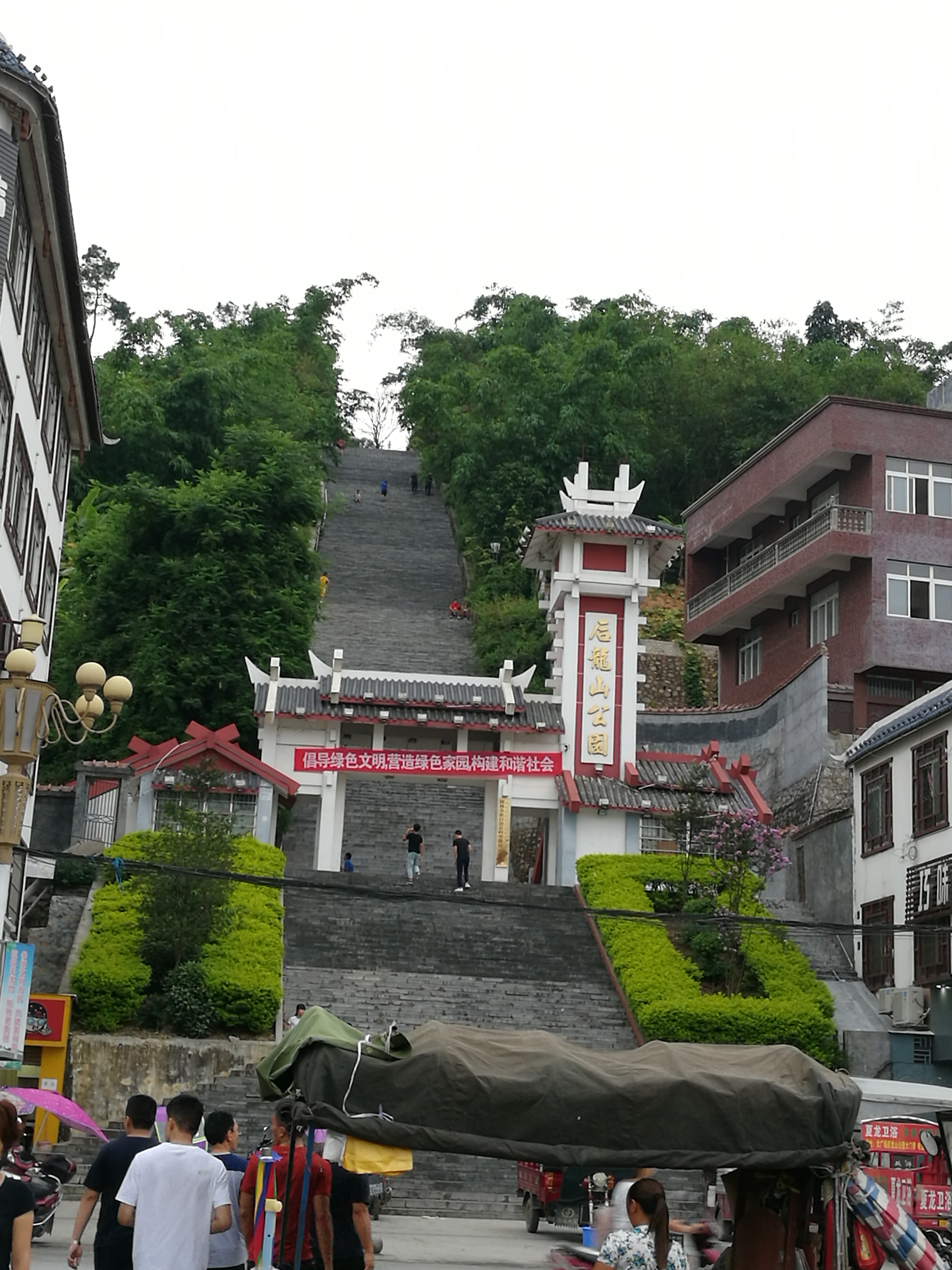 对了,隆林的后龙山公园爬了这么多台阶才能进出一睹芳容.