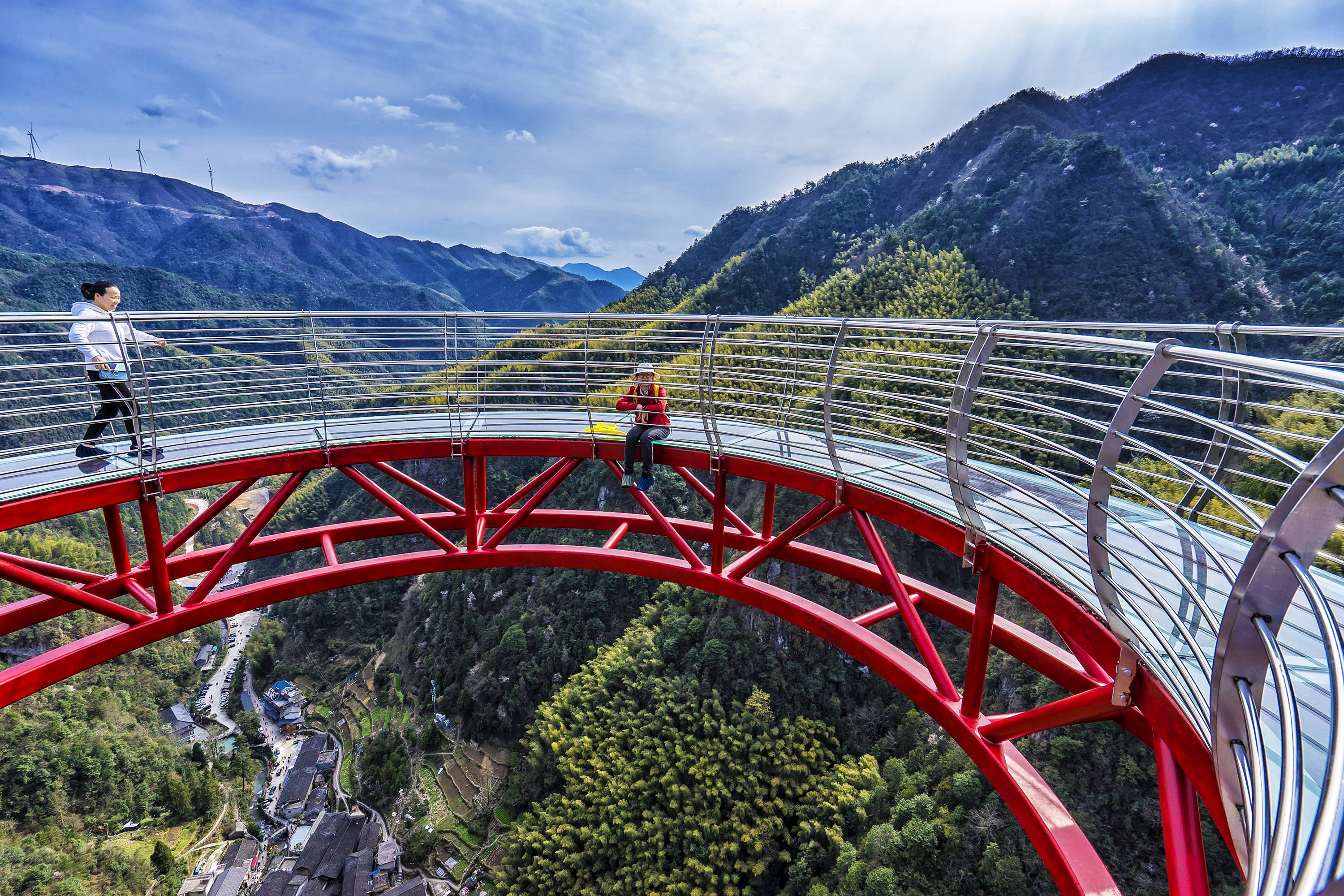 2019春天花事# 2019-3-23【磐安高空铁索桥】,磐安旅游攻略-游侠客
