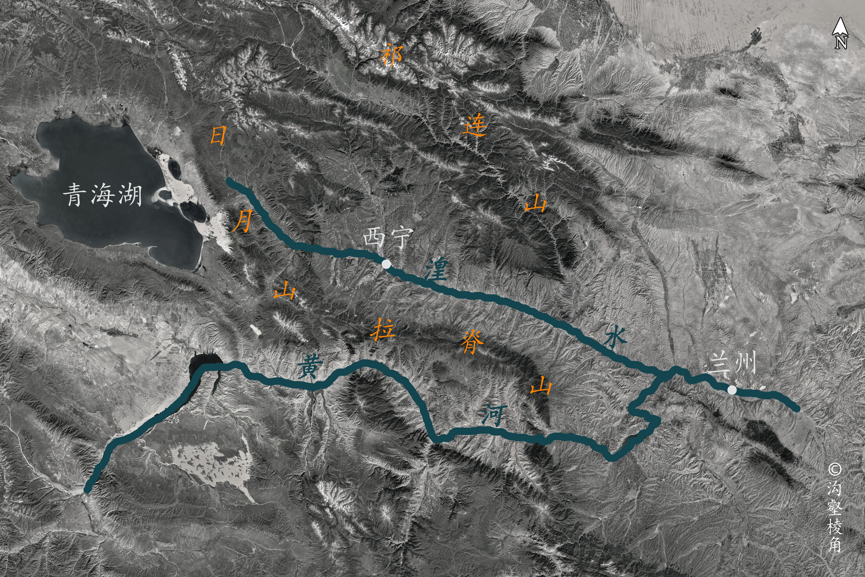 河湟谷地地形图图片